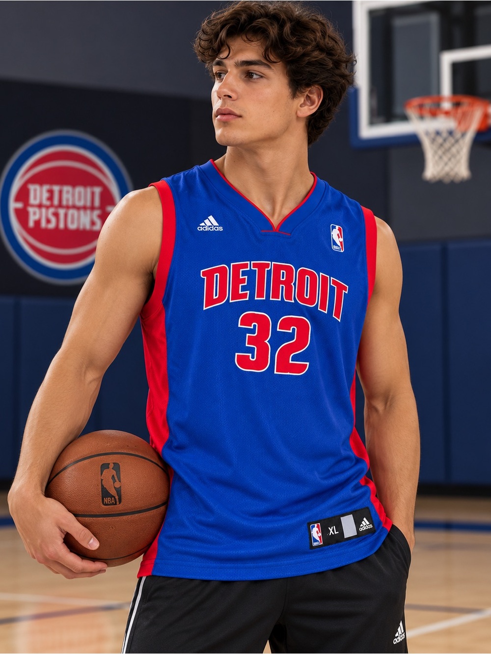 Y2K Adidas Detroit Pistons Richard Hamilton #32 Jersey Youth XL 18–20